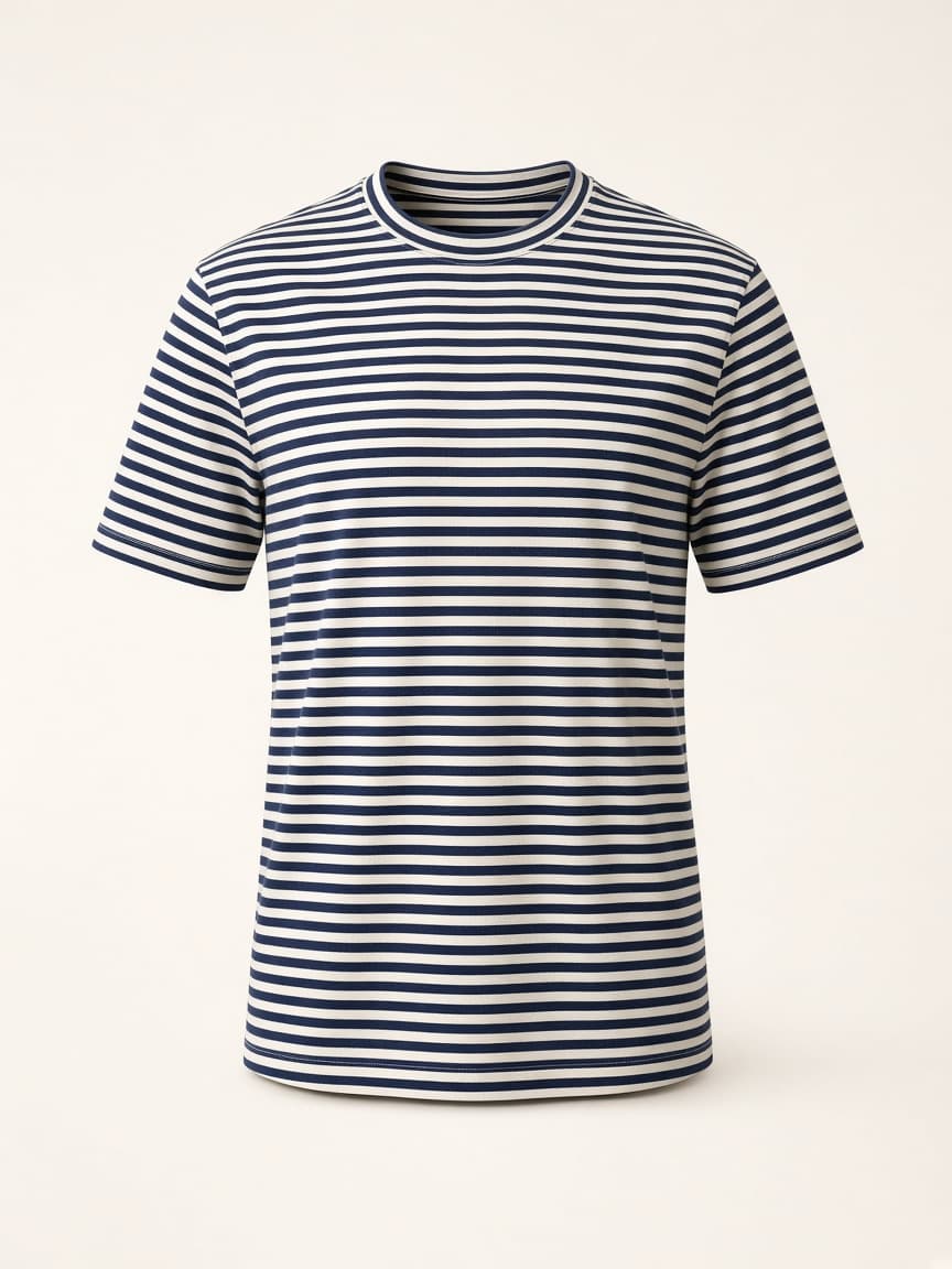 T-shirt Rayé marine et écru